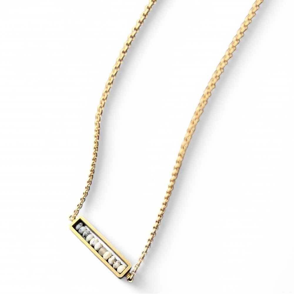 LLarissa Loden Gold Stone  Minimalist Art to Wear Spiritual Jewelry Necklace